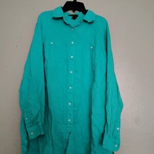 Lauren Ralph Lauren Top 1x Linen Button Down Lagenlook Preppy Capsule Office